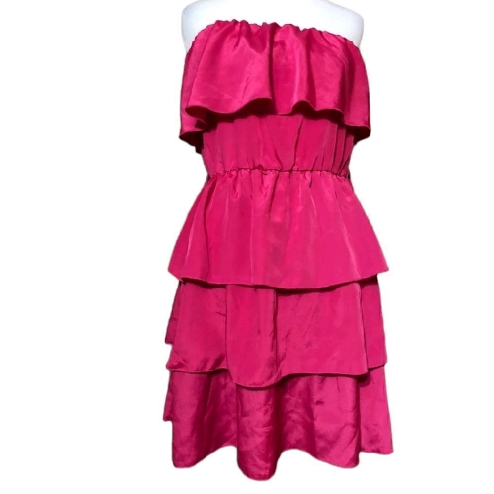Lily Rose Juniors Fuschia Pink Tiered Tube Halter Dress Sz Small
